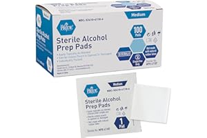 MED PRIDE Sterile Alcohol Prep Pads, Antiseptic, Individually Wrapped, Medical Grade, Latex Free, 2 Ply, 100 Count