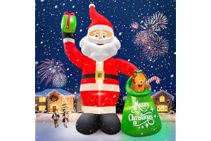 Kalolary 20FT Christmas Inflatables Santa Claus Outdoor Decorations, Giant Santa Inflatables with Gift Bag Xmas Blow Up Yard 