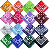 Tergy 16-30 Pieces Unisex Paisley Bandanas Bulk Multi-Purpose Headband Cowboy Head Wrap Scarf for Women Men Boys Girls