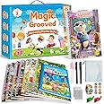 EFCRBS Magic Grooved Writing Practice for Kids 3-8, Reusable Handwriting Practice Books for Kids, Writing Practice for Kids A