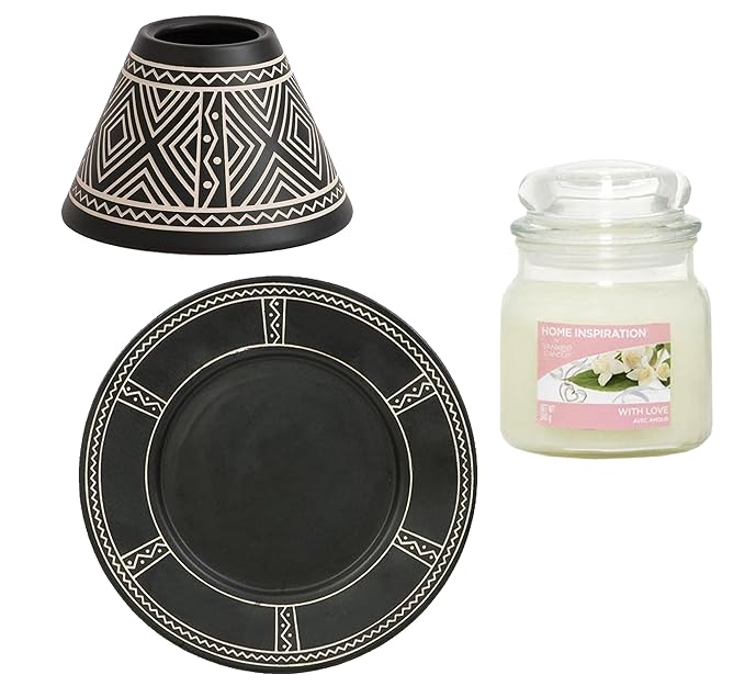 Yankee Candle African Etched Large Lamp Shade and Tray Holder Set Plus