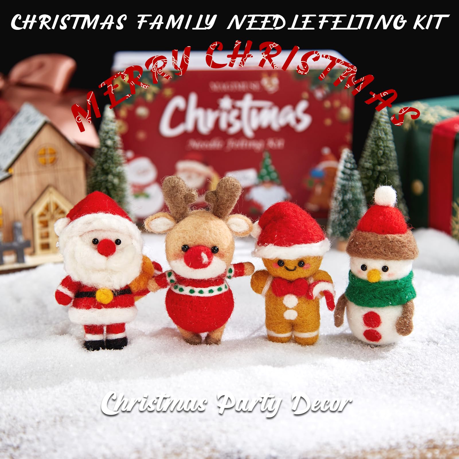 MAGIMUSE Needle Felting Kit, Needle Felting Starter Kit with Basic Felt Tools, Christmas Needle Felting Kit for Beginners, DIY Wool Needle Felting Supplies for Christmas Festival Crafts