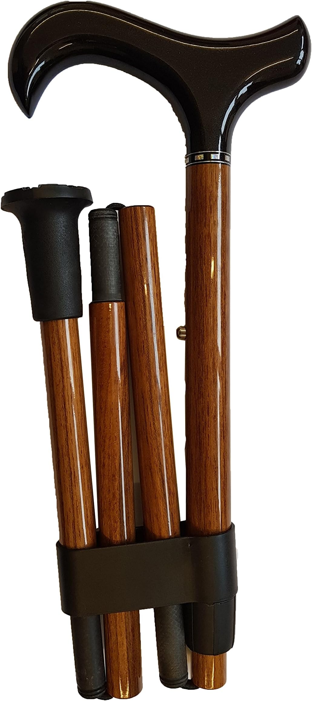 Carbon Fibre Folding Walking Stick with a Real Wood Laminate