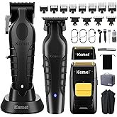 KEMEI Professional Hair Clipper and Trimmers Set, Cordless Barber Clippers, Beard Trimmer, Electric Foil Shaver with Replacement Heads, KM-2299, KM-2296, KM-1102