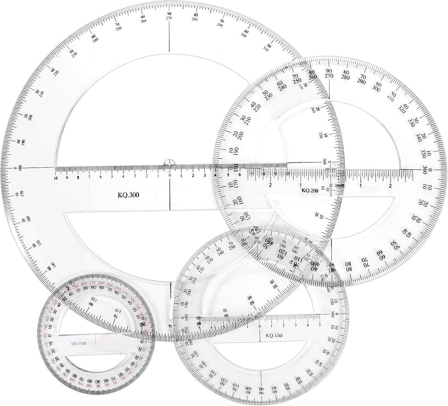 Multi-size Plastic Protractor 360 Degrees Math Protractors Clear Circular Protractors Mathematical Tool for Angle Measurement, Student School Office Supplies (4 Inch, 6 Inch, 8 Inch, 12 Inch): Home Improvement