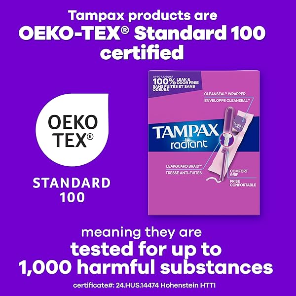 TAMPAX RADIANT TAMPONS WITH LEAKGUARD BRAID, SUPER PLUS ABSORBENCY, UNSCENTED, 28 COUNT X 3 PACK (84 COUNT TOTAL)