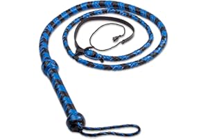 HADZAM Whip Made with Well Balanced Handle for Creating Sound Effects, 4, 6, 8 FT in 8 Plaits & 10FT in 12 Plaits with 5 Extra Tail Threads in Multiple Color Option.