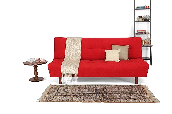 Forzza Clara Three Seater Sofa Cum Bed (Red)