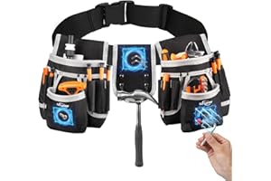 POTUINOM Tool Belt, Magnetic Tool Pouch with 26 Pocket Tool Belts for Men Heavy Duty Tool Pouch Bag, Detachable Tool Bags for Carpenter, Electrician, Woodworker, Construction