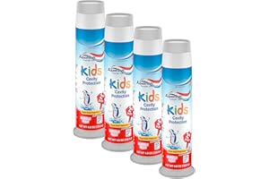 Aquafresh Kids Fluoride Toothpaste Bubble Mint Pump - 4.6 oz, Pack of 4