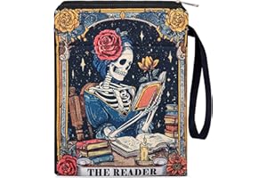 VeloKomo Gothic Book Sleeve Pouch - Tarot Books Covers Protector for Paperbacks with Handle Pocket Waterproof Library Reading Accessories Birthday Halloween Christmas Gift for Reader Student Women