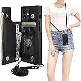 Bocasal Crossbody Wallet Case for iPhone 12 Mini with Card Holder,Zipper Card Slot Protector Shockproof Purse Cover with Removable Cross Body Strap 5.4 Inch(Black)