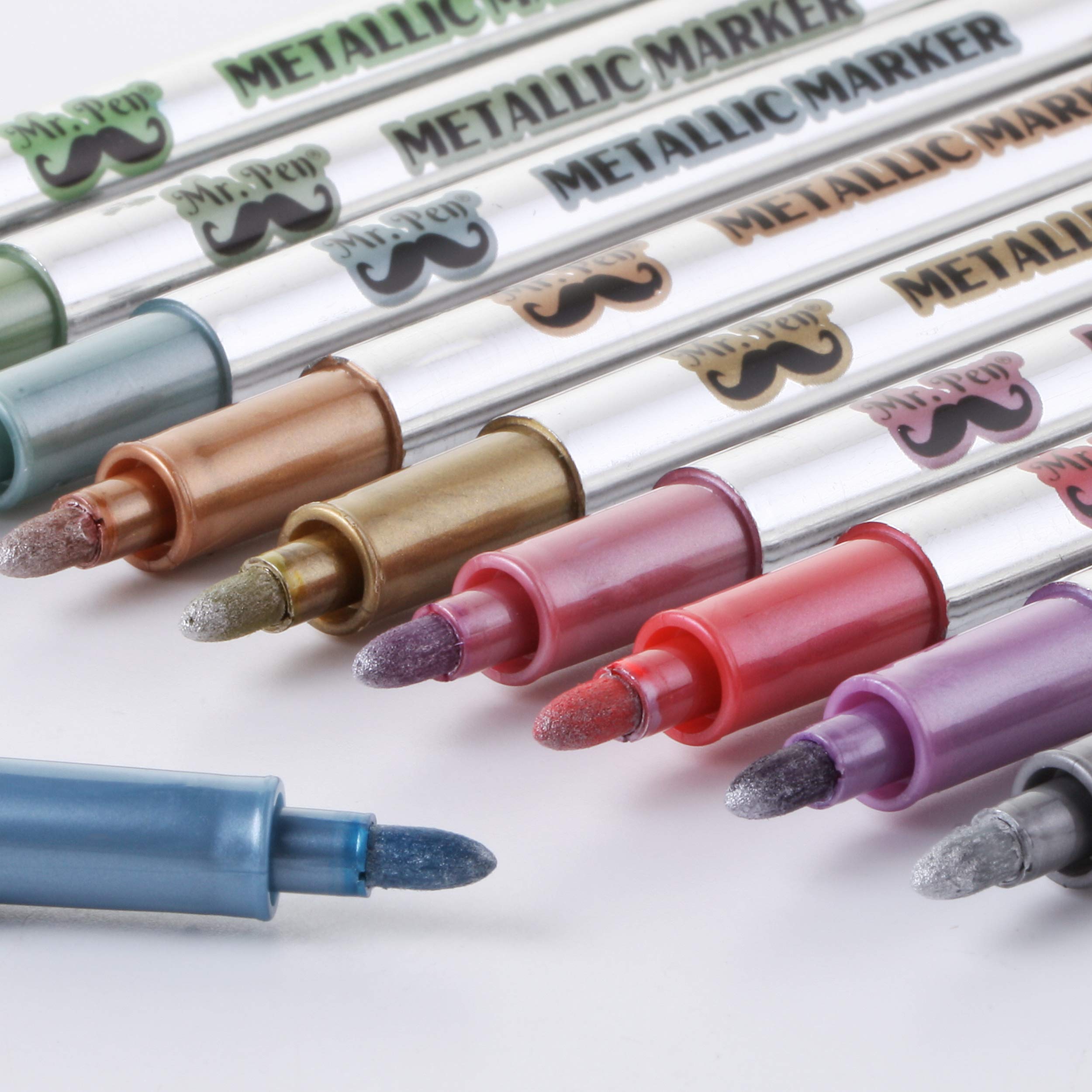 Mr. Pen- Metallic Paint Markers, 10 Colors, Metallic Markers for Black Paper Pens to Write on Black Paper