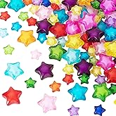 OIIKI 60PCS Acrylic Star Beads, Mixed Colors Star Loose Spacer Beads, 2 Sizes Charming Flat Charm, DIY Supplies for Jewelry Making, Crafts