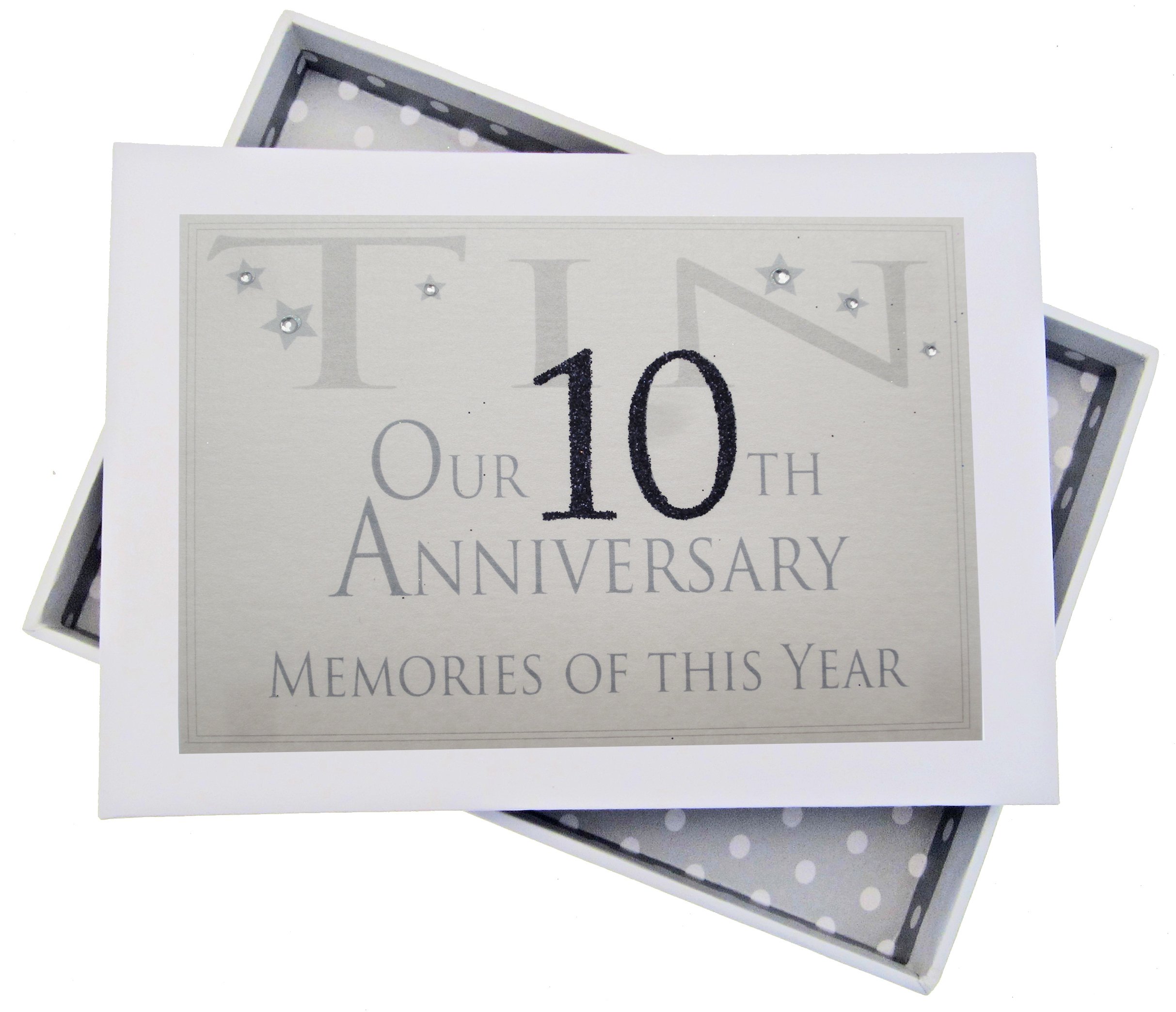 White Cotton Cards 10th Tin Anniversary Memories of This Year, Tiny Album, Glitter & Words, Wood, 12.5x17.5x2.5 cm