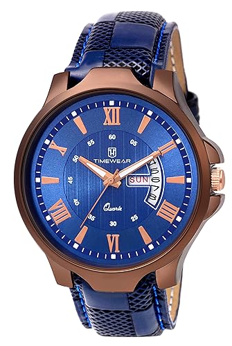 Day Date Functioning Blue Dial & Strap Watch for Men - 229BDTG