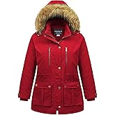 CREATMO US Women's Plus Size Winter Coat Waterproof Long Puffer Jacket Warm Military Thicken Parka with Fur Hood