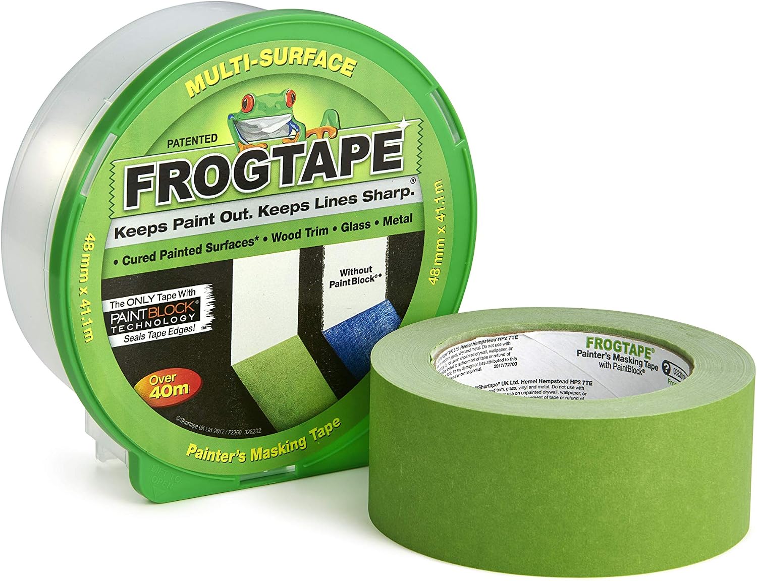 Frog Tape Green Multi Surface Painters Masking Tape 48mm x 41.1m. Indoor painting and decorating for sharp lines and no paint bleed - Image 3