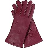 FIORETTO Women’s Winter Chrome-Free Sheepskin Leather Gloves Cashmere Wool Lined, Touchscreen & Embroidered W25003