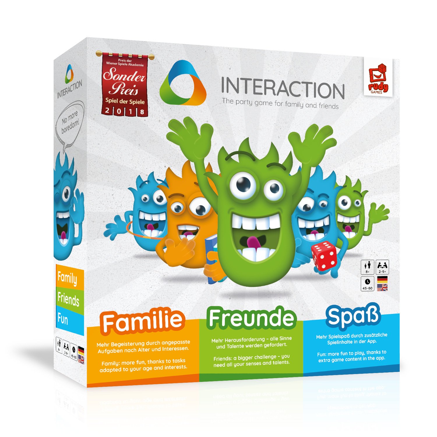 INTERACTION 2019 by Rudy Games - Interactive board game Fun with app and paint pen, For children and friends from 8 years | Family game Quiz game Knowledge game Board game Party game Activity game (Base Game)