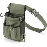 TINEPRY Shotgun Shell Bag - Ripstop Oxford Cloth with 57" Belt, Double Compartment Pouch for Hunting, Clay, Trap &amp; Skeet Shooting (Green)