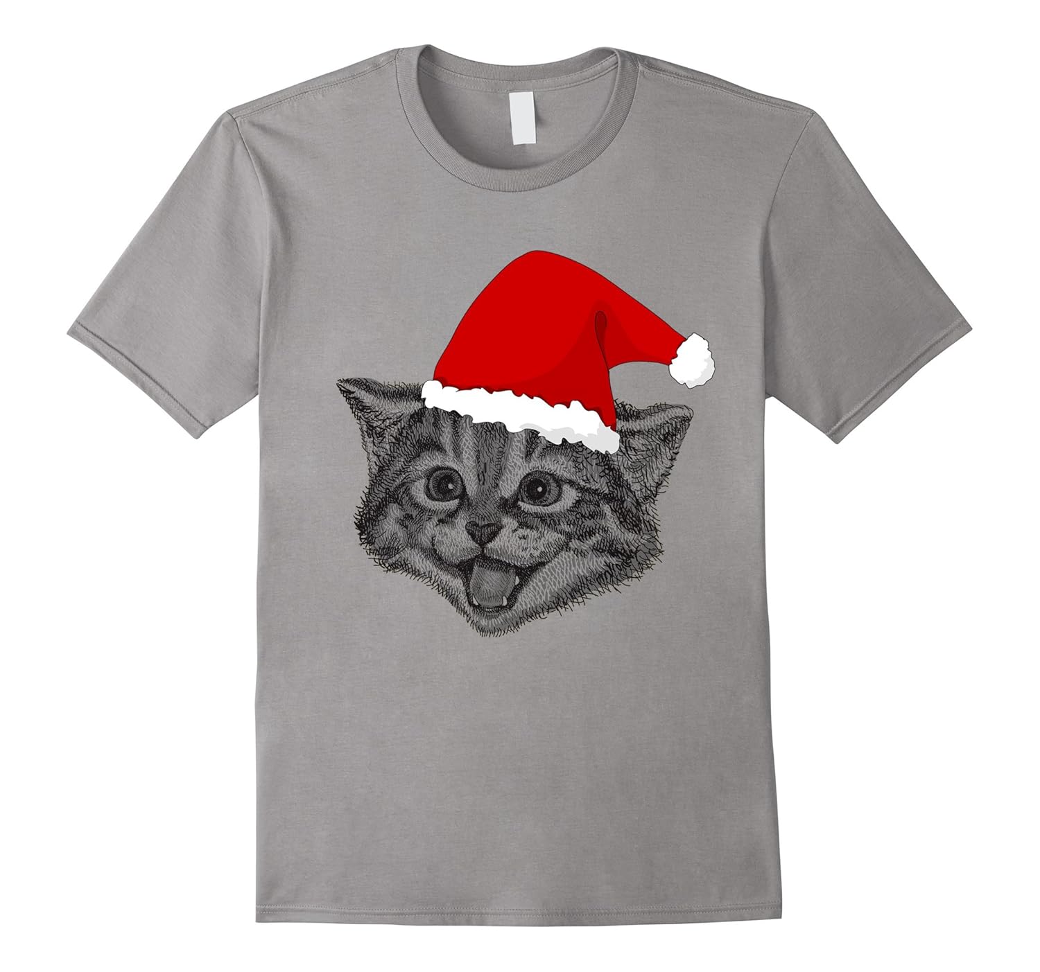 Christmas Cute Happy Cat Kitten Santa Hat Funny T Shirt-ANZ