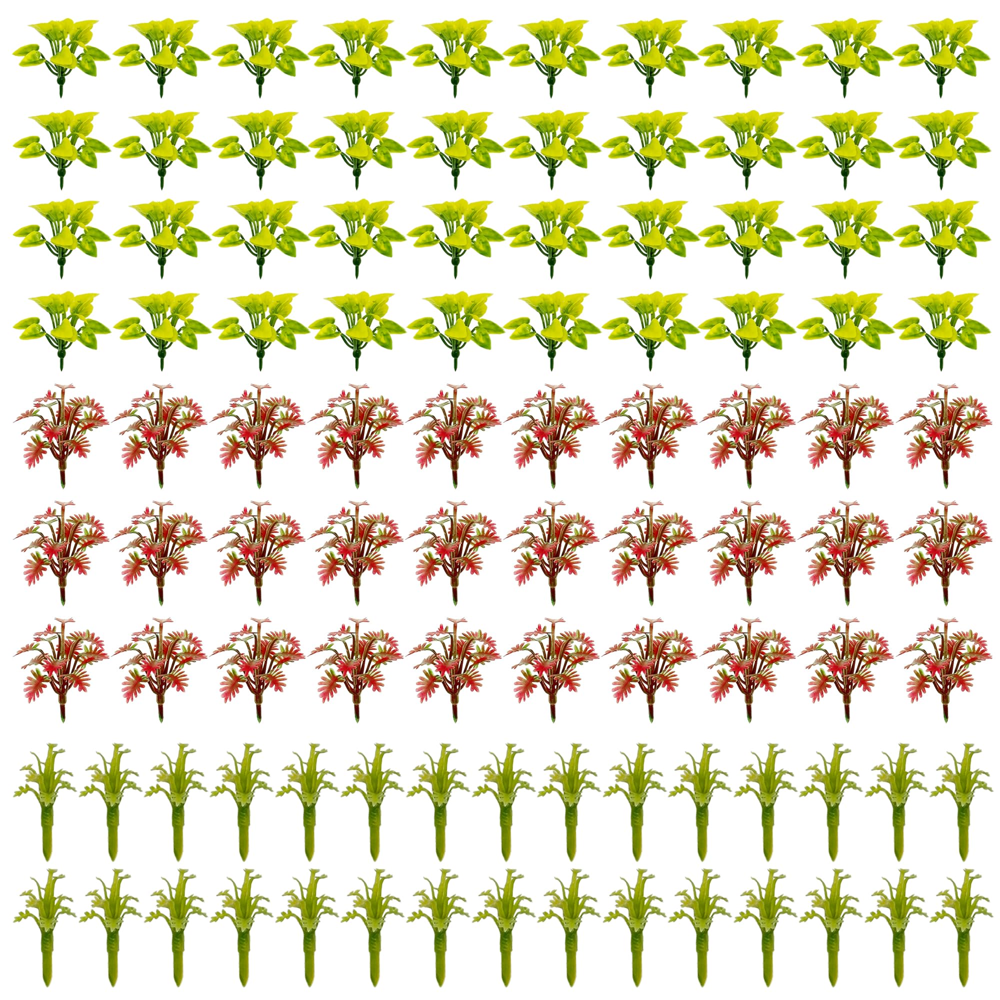 Cayway 100 PCS Mini Model Plants, Miniature Plants Mini Model Trees Green Shrubs Bush Model for Train Scenery Railway Sand Military Layout Park Garden Scene