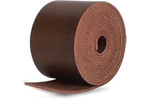 ALLWSLUCKY 2 Inches Wide Flat Leather Straps for Crafts, 78.8inches Long Full Grain Leather Strips Leather Belt Strips for DIY Craft Projects, Making Bag Strap Leather Belt (Light Brown)