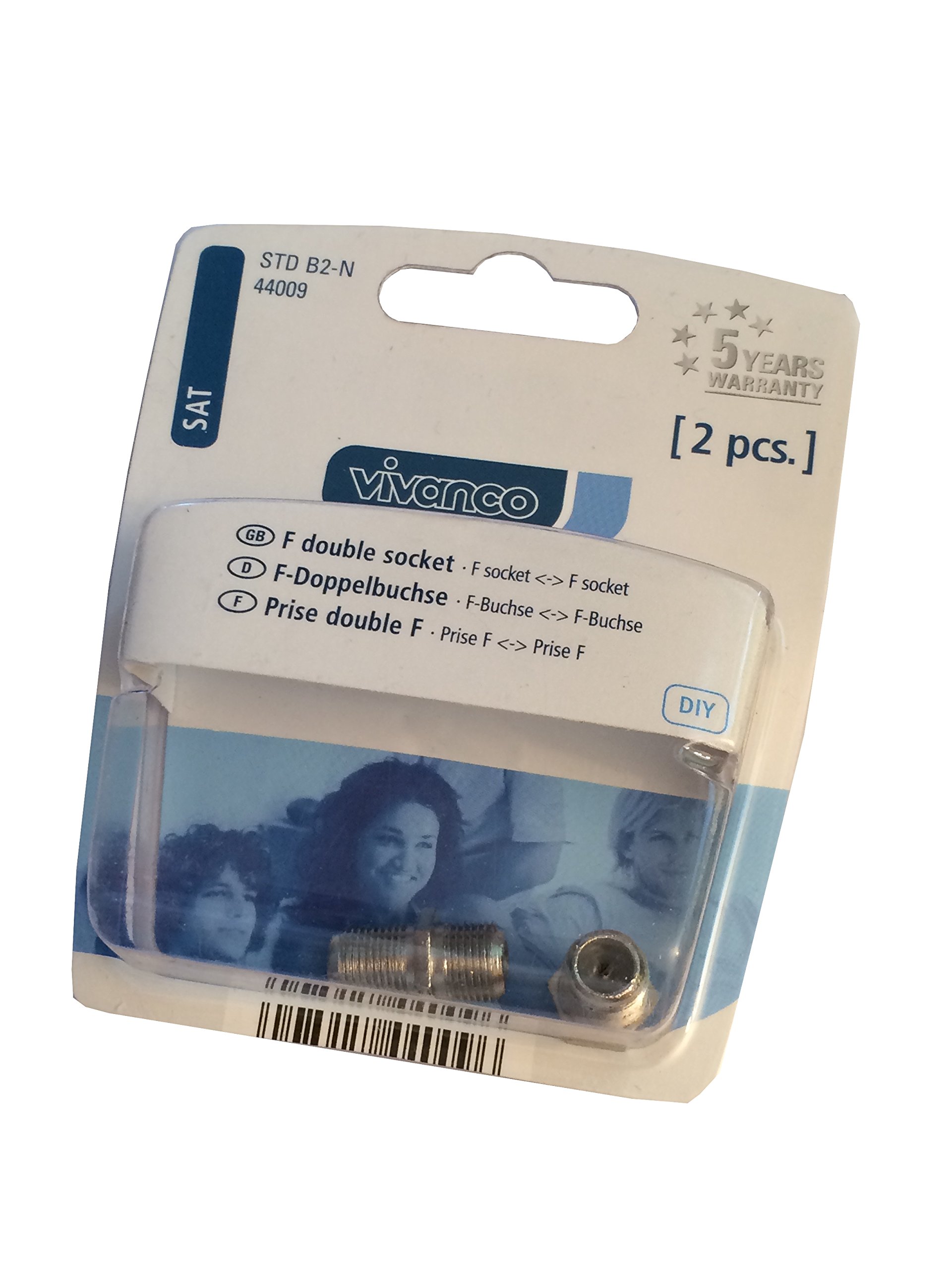 Vivanco Satellite F-Double Coupler/F-Connector to F-Connector Pack of 2