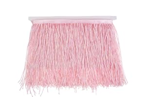 KKSACCCN Beaded Fringe Trim,Ribbon Tassel Fringe Trim 6 Inch Wide 1 Yards Long for Crafts DIY Dress Clothes Decoration (Pink)