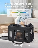 pecute Cat Carrier Airline Approved Portable Pet Handbag 44x30x23cm Dark Grey view 8