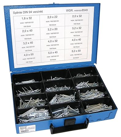 Dresselhaus Sortimente Splinte DIN 94 galvanisch verzinkt, 1 Stück, 0/4499/000/8549/06