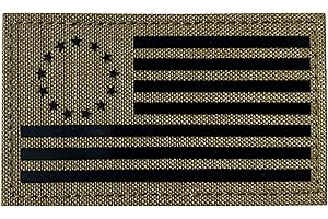 JUJUPUPS 2x3.5 Infrared IR Betsy Ross USA American Flag Tactical Vest Patch Hook-Fastener Backing (Coyote Brown Tan)