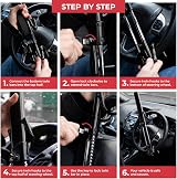 GADLANE Twin Bar Steering Wheel Lock with 2 Keys – Car Anti-Theft Device (Black) view 4