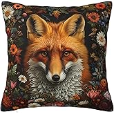 Ideeze William Morris Style Vintage Fox Throw Pillow Covers Soft Decorative Throw Pillowcases Cushion Case Square for Home Decor Bed Couch Car Living Room 18x18 Inch
