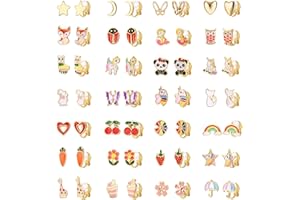 Fansilver 28 Pairs Clip On Earrings for Women Girls Gold Silver Non Pierced Earrings Animal Flower Star Butterfly Clip Earrings Set Cute Clip on Earrings for Teens Girls