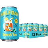 Halfday Prebiotic Iced Tea, Sweet Tea, Gut Health, 12 fl oz (12 Pack) | Gut Health Drink, Plant Fiber, Organic Brewed Leaves, Low Sugar, Gluten Free, Keto Friendly, Real Cane, Cans