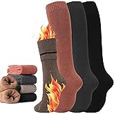 GUXIMIAR 4 Pairs Warm Knee High Socks for Women,Cotton Thermal Sock for Skiing Hiking Gifts Winter Boot Socks