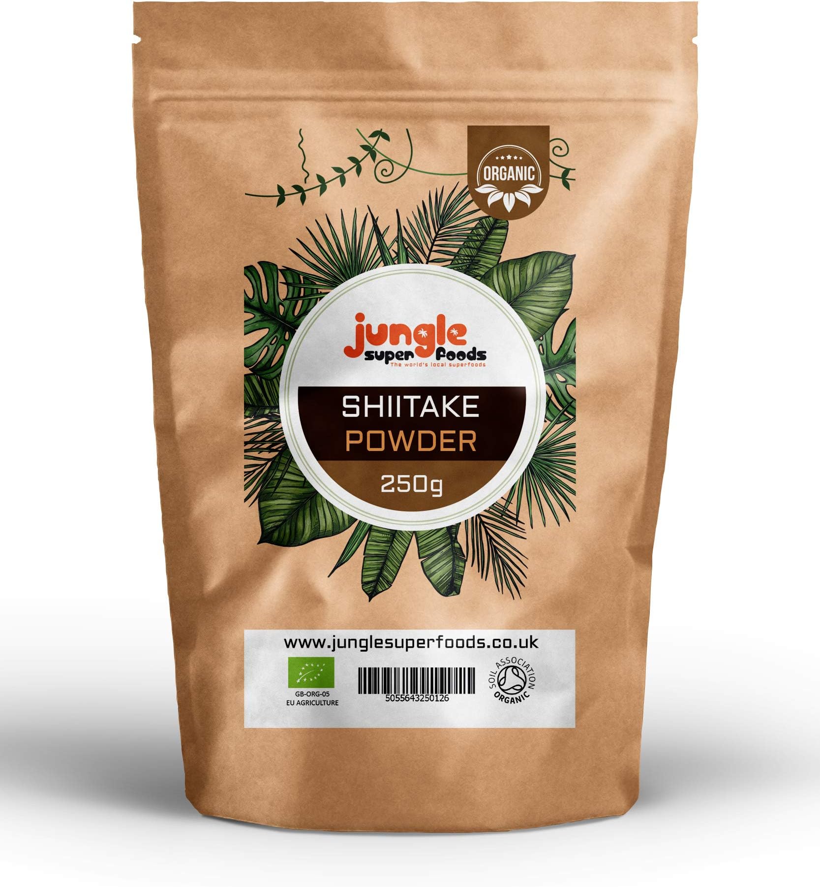 Jungle Superfoods Organic Shiitake Mushroom Powder | Rich in Vitamins | 100% Natural Superfood | Strong Flavour | Soil Association Certified | Resealable Pouch