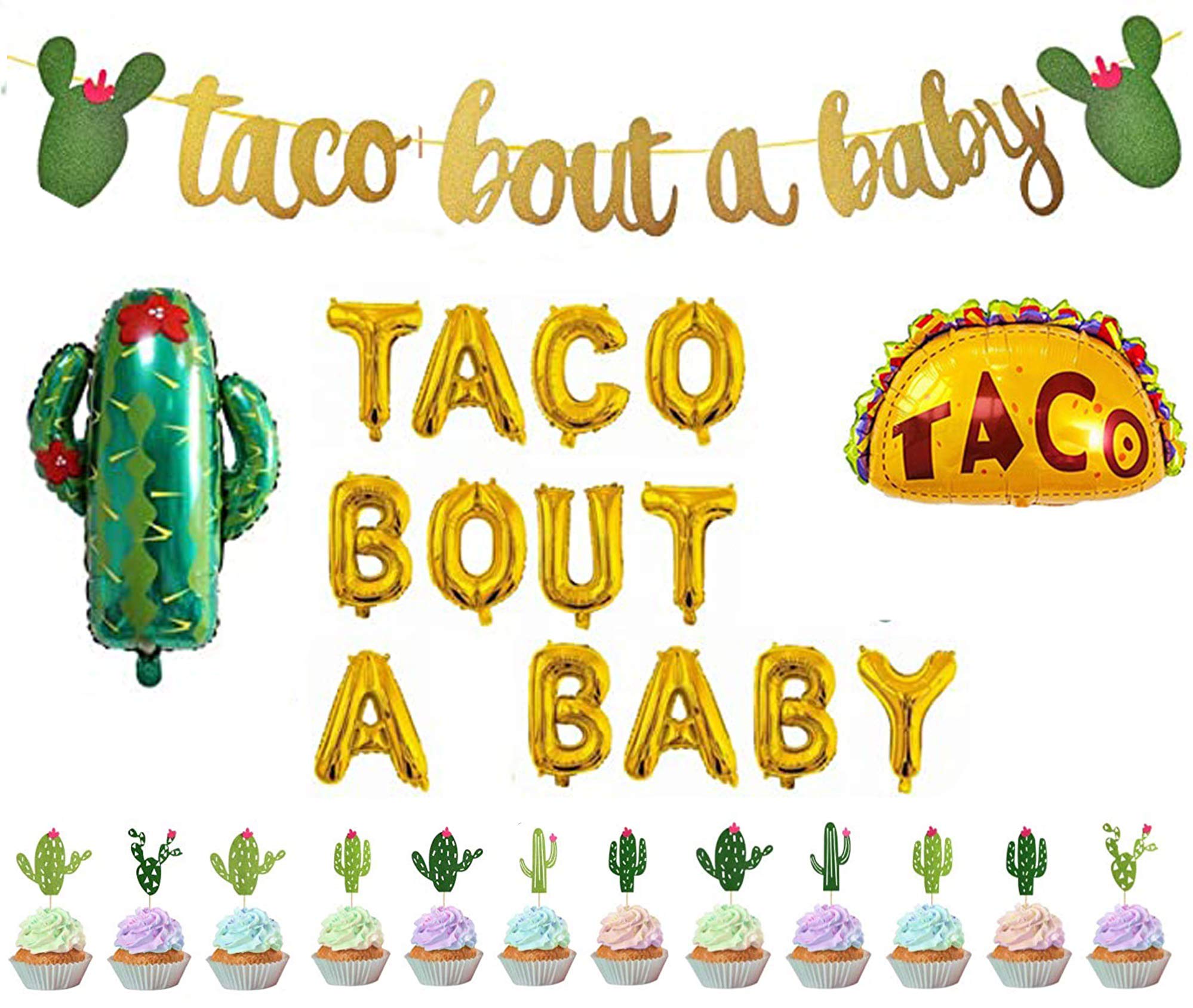 Photo 1 of 28pcs Taco Bout A Baby Foil Balloons,Fiesta Theme Party Decorations,Baby Shower,Pregnancy Announcement Balloons,Birthday Party Decorations,Theme Gender Reveal Party