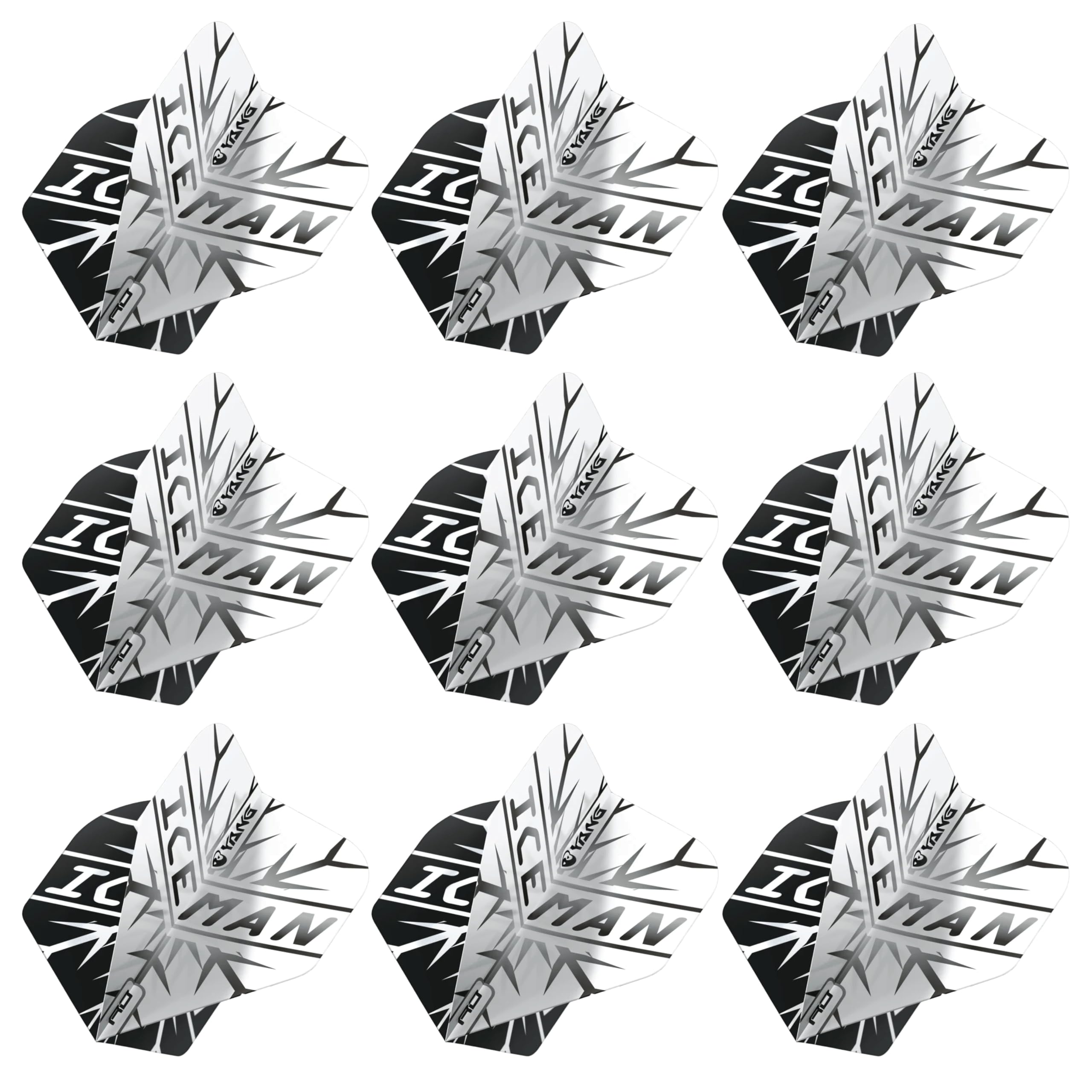 RED DRAGON Yin Yang Double Sided Gerwyn Price Iceman Black & White Standard Dart Flights 3 Sets Per Pack (9 Dart Flights in total)