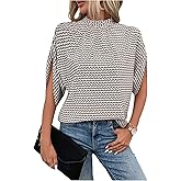 SOLY HUX Women's Blouses Dressy Casual Mock Neck Half Sleeve Work Office Shirt Tops