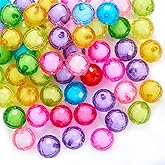Ornaland 45~50 Pcs Acrylic Crystal Beads for Jewelry Making Bulk Transparent Round Facets 20mm Colorful Crystal Beads for Bracelets Earrings Necklaces DIY Crafts