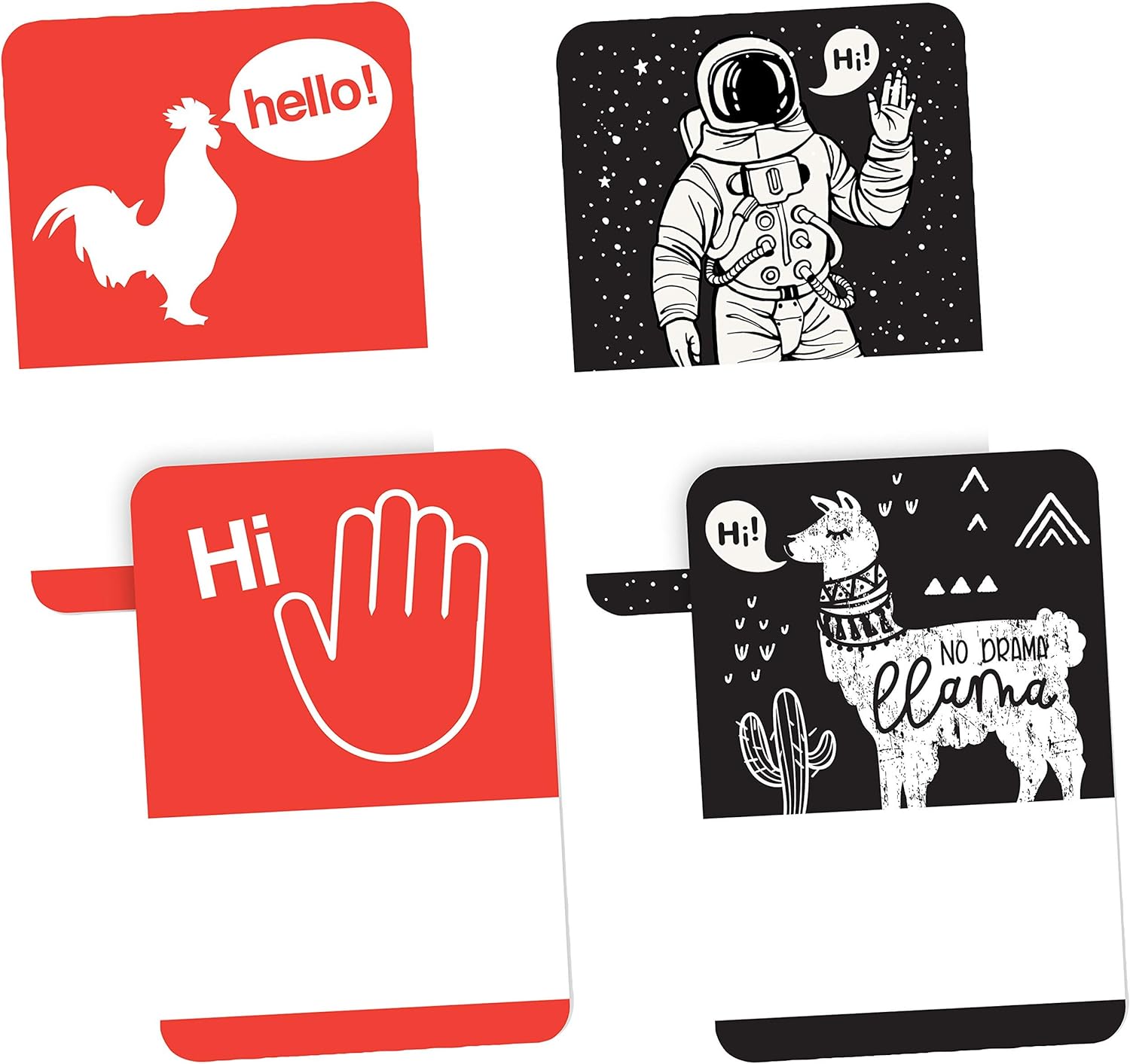 Avery Premium Ice Breaker Name Tags, Astronaut, Llama, Rooster, Wave, No Lift No Curl, 36 Handwriteable Name Stickers