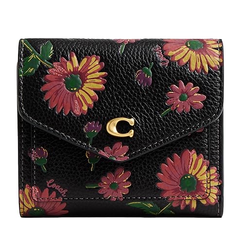 Coach Floral Printed Leather Wyn Small Wallet, Black Multi in