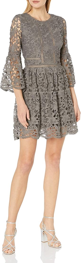 ruffle sleeve fit and flare dress