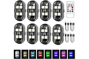 Yuentoen Wireless LED Strobe Light with Remote Control,8 Colors USB Charing Waterproof Anti-Collision Led Emergency Warning L