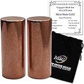 Premium Copper Round Rod Set - 2 pc. (1.8" x 0.75") 99.9% Pure Paperweight | With Velvet Pouch &amp; Certificate of Authenticity