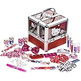 Hello Kitty Train Case Cosmetic Makeup Set Includes Lip Gloss, Eye Shimmer, Nail Polish, Hair Accessories & More! For Girls,