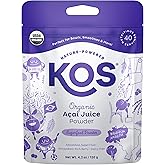 KOS USDA Organic Acai Powder, Unsweetened Superfood - Natural Antioxidant, Acai Berry for Smoothies and Bowls - Polyphenol Abundant, Gluten-Free, Non-GMO, Climate Friendly resealable Bag, 40 Servings